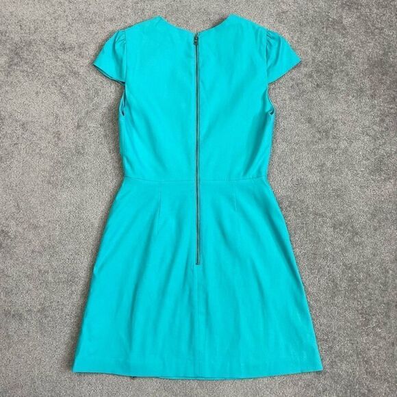 Alice + Olivia Women 4 Blue Turquoise May Zipper Mini Cocktail Dress Short Sleev - Picture 4 of 7